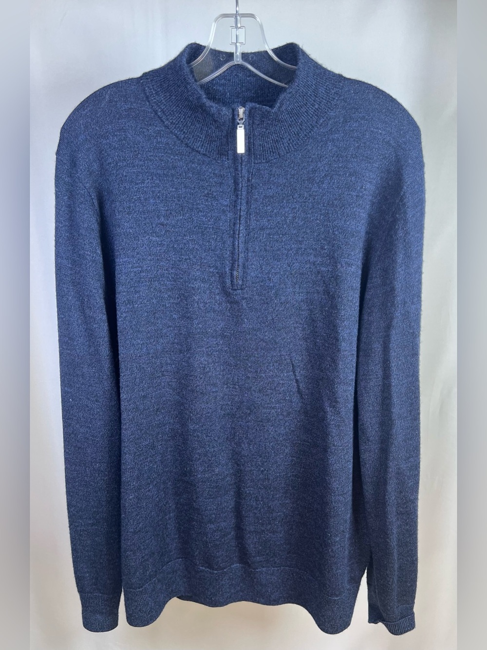 Artefact Men’s Navy Quarter Zip 100% Merino Wool Pullover Sweater - Large